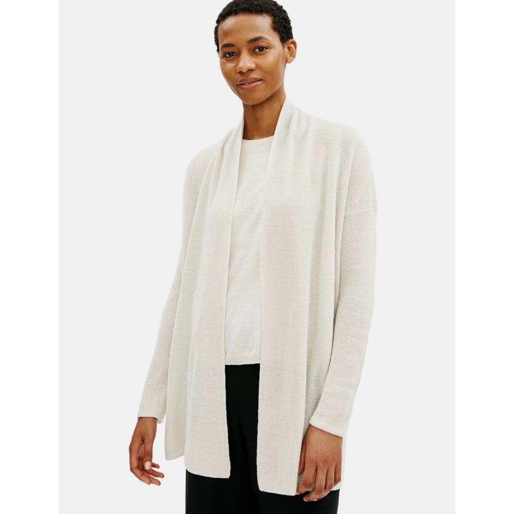 Eileen Fisher‎ Organic Linen Cotton High Collar Cardigan